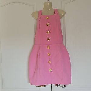 Sunfere Formal Party Open Back Mini Dress Pink Large